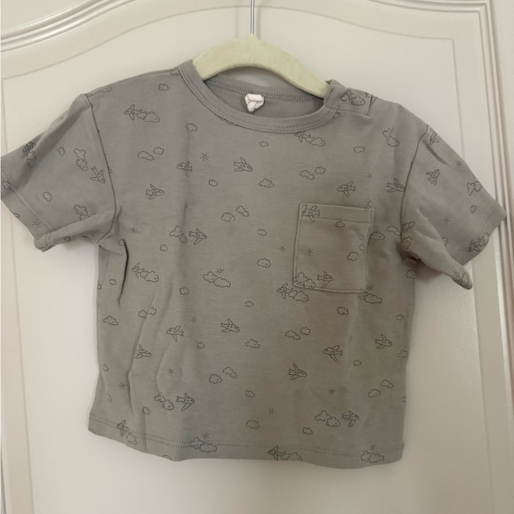 Quincy Mae Boxy Pocket Tee - Airplanes
